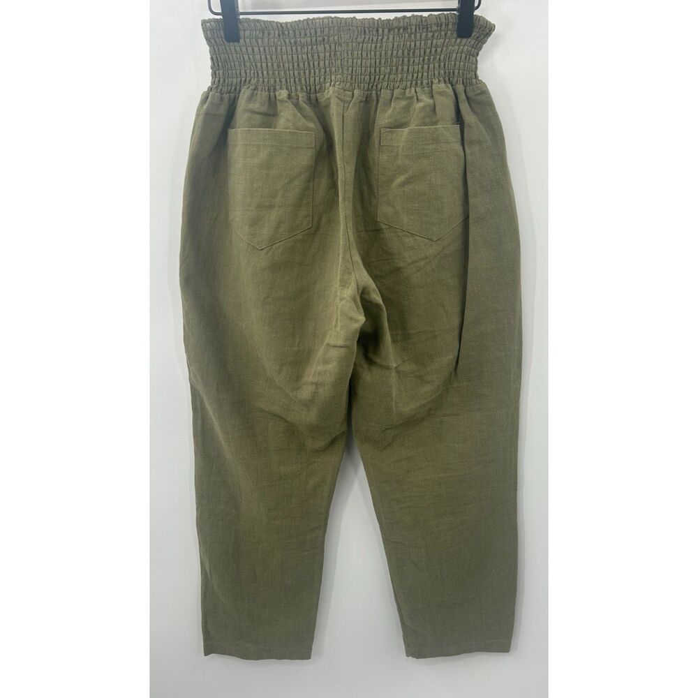 Emme Mama Maternity Transitional Pants Linen Smocked Green M - Picture 2 of 5
